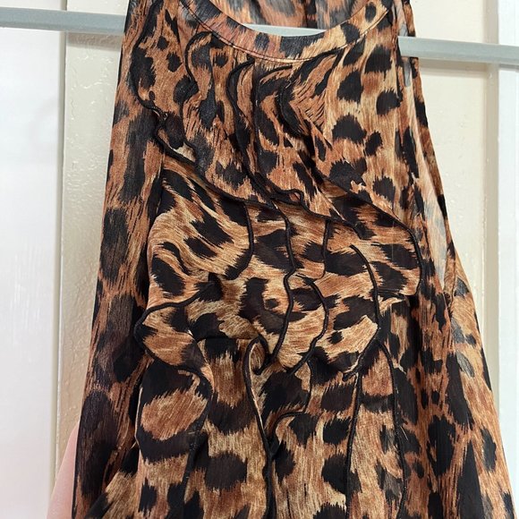 The Limited - Transparent Leopard Print Halter Neck Flouncy Blouse - M - Picture 2 of 7